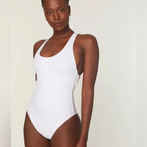 Andie swim The Tulum One Piece ribbed white one piece bathing suit - Picture 1 of 6